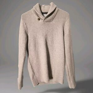 Old Navy Pullover Shawl Collar Textured Sweater Cream Cotton Blend Size Small